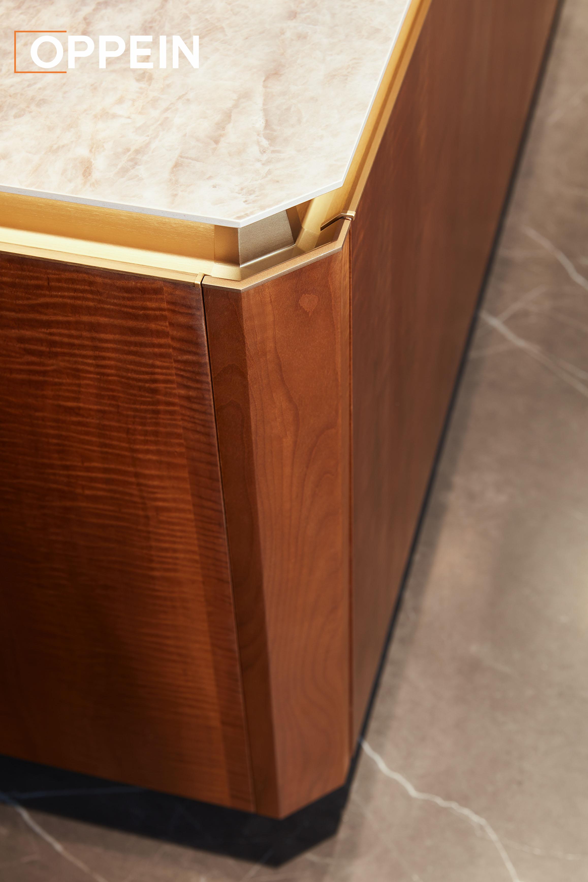 Retro Luxury Custom Veneer Kitchen Cabinet Design - GREENBERG by OPPEIN Kenya
