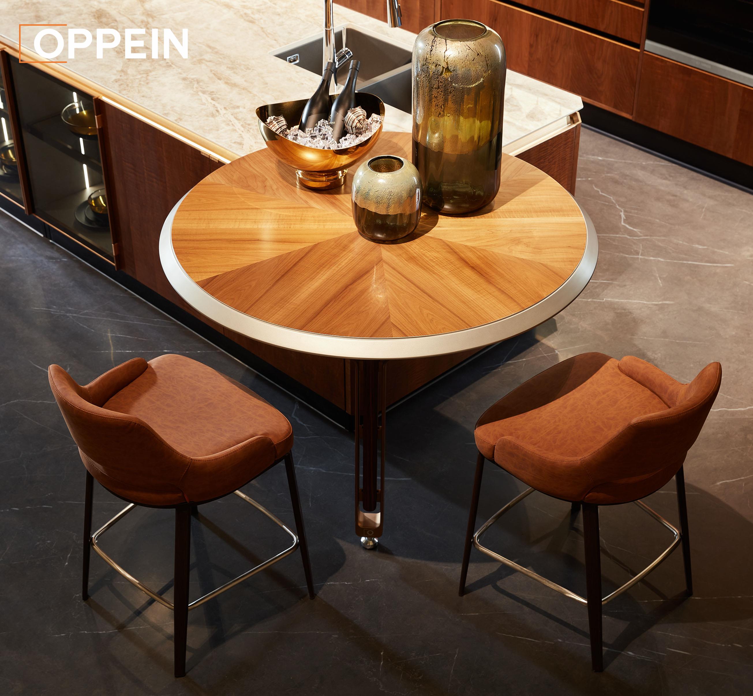 Retro Luxury Custom Veneer Kitchen Cabinet Design - GREENBERG by OPPEIN Kenya