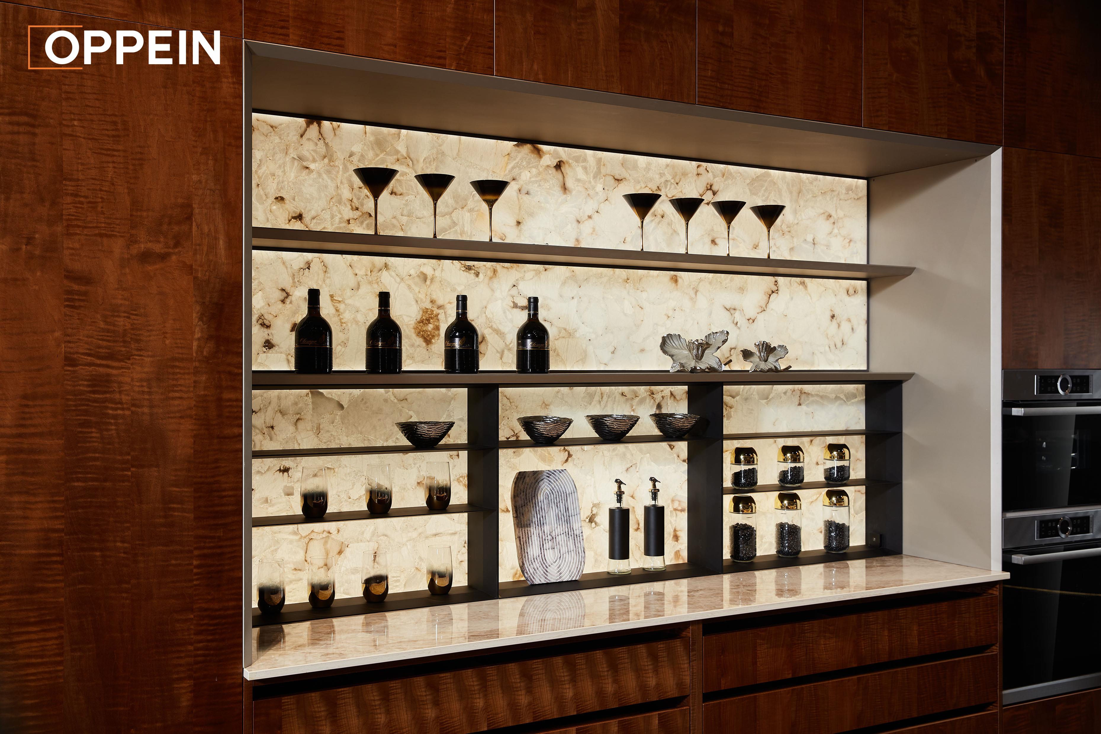 Retro Luxury Custom Veneer Kitchen Cabinet Design - GREENBERG by OPPEIN Kenya
